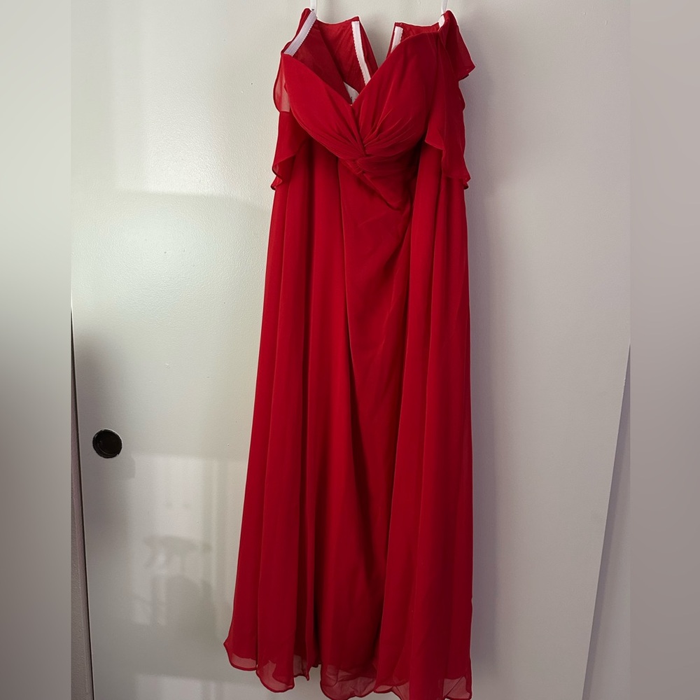 Azazie Red Off the Shoulder Long Sleeve Gown